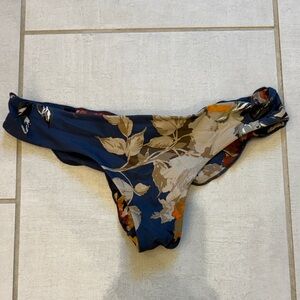 Boys + Arrows Navy Floral Bikini Bottom with Beige & Orange Accents